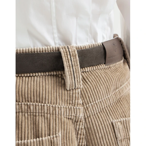Brunello Cucinelli Corduroy baggy trousers in Beige, view 4 | Pants | Coveti