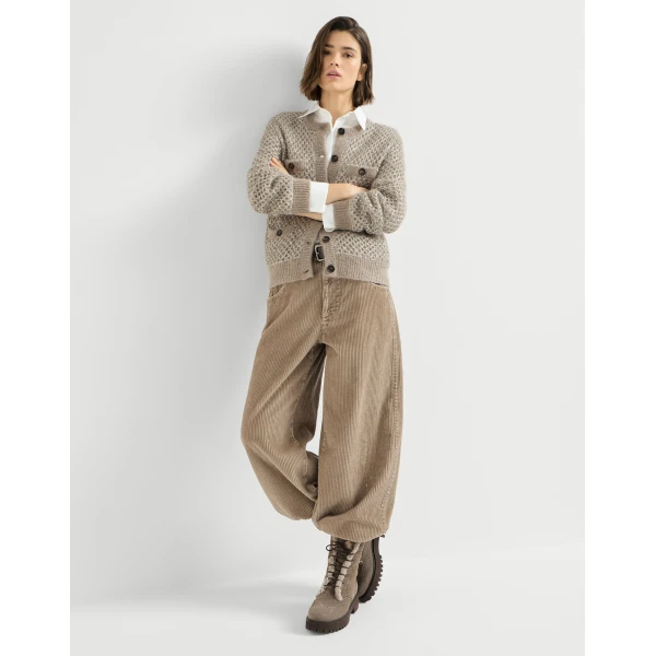 Brunello Cucinelli Corduroy baggy trousers in Beige, view 5 | Pants | Coveti