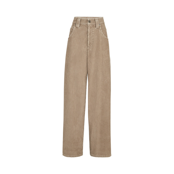 Corduroy baggy trousers in Beige