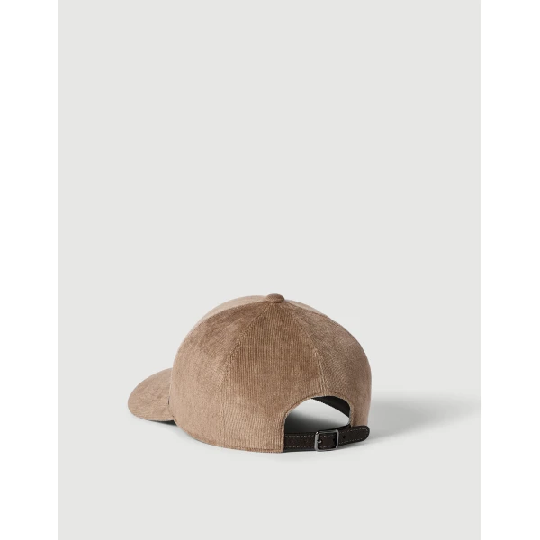 Brunello Cucinelli Corduroy baseball cap in Cappuccino, view 3 | Hats | Coveti