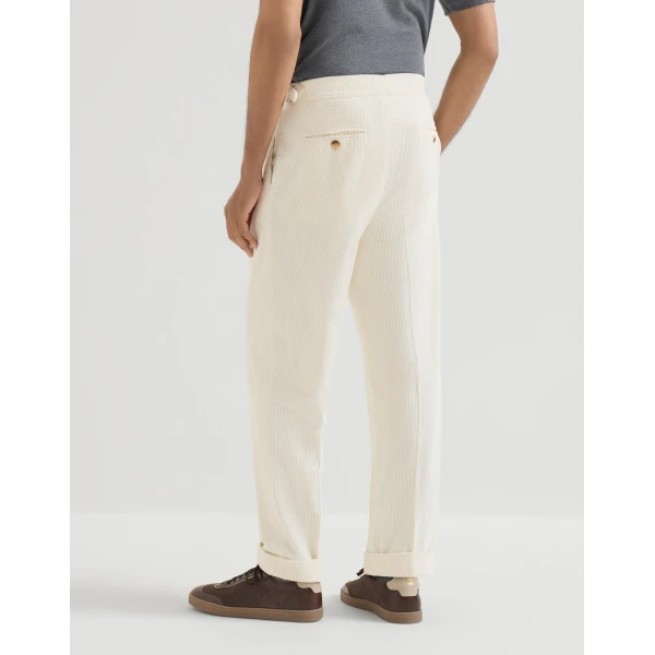 Brunello Cucinelli Corduroy trousers in White, view 3 | Pants | Coveti