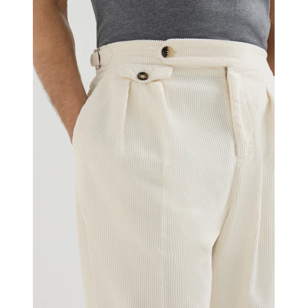 Brunello Cucinelli Corduroy trousers in White, view 4 | Pants | Coveti