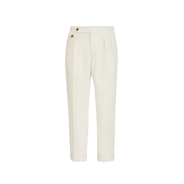 Brunello Cucinelli Corduroy trousers in White | Pants | Coveti