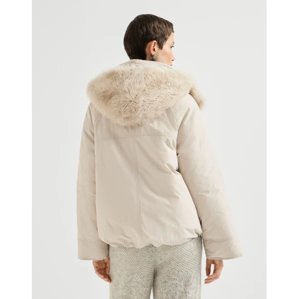 Brunello Cucinelli Cotton canvas down parka in Cool Beige