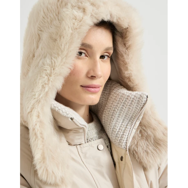 Brunello Cucinelli Cotton canvas down parka in Cool Beige