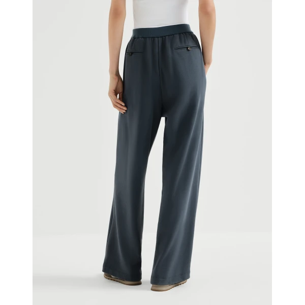 Cotton smooth French terry track trousers in Navy Blue - Image 3