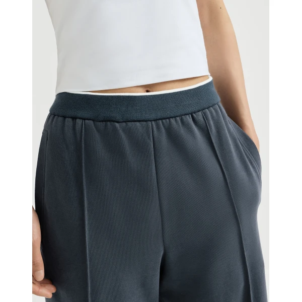 Cotton smooth French terry track trousers in Navy Blue - Image 4
