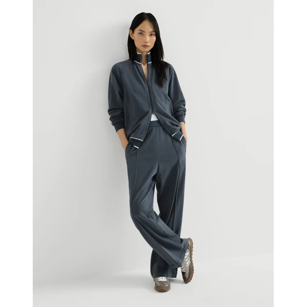 Cotton smooth French terry track trousers in Navy Blue - Image 5