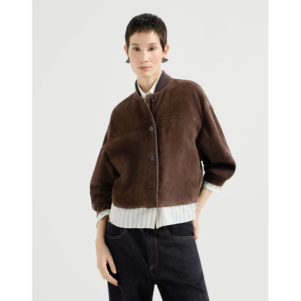 Couture suede outerwear jacket in Pine Cone Brown - Image 2