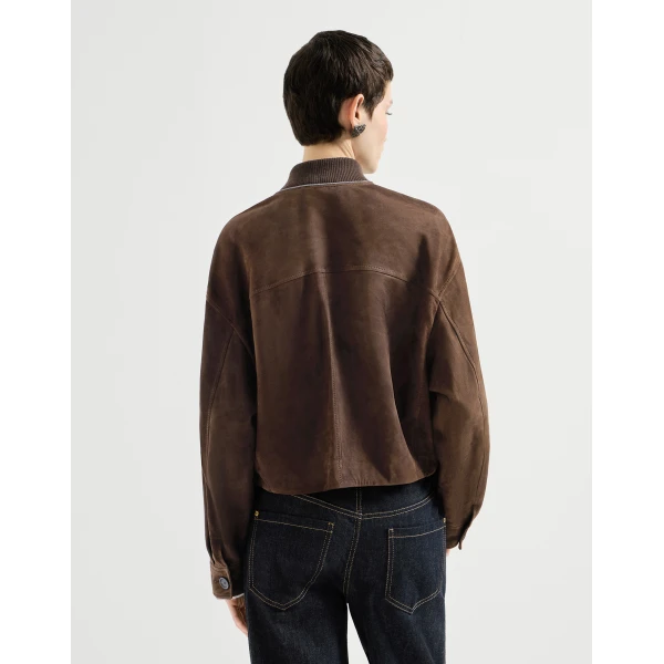 Couture suede outerwear jacket in Pine Cone Brown - Image 3