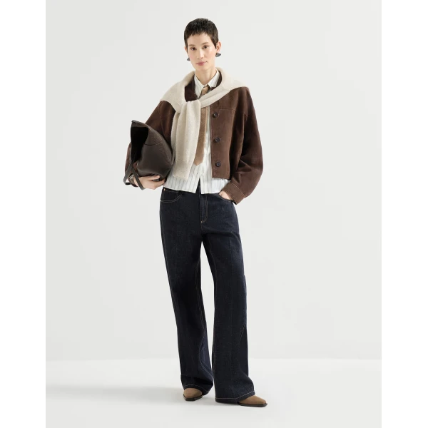 Couture suede outerwear jacket in Pine Cone Brown - Image 6