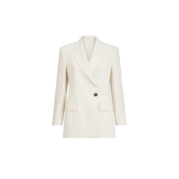 Couture twill jacket with monili in Milk