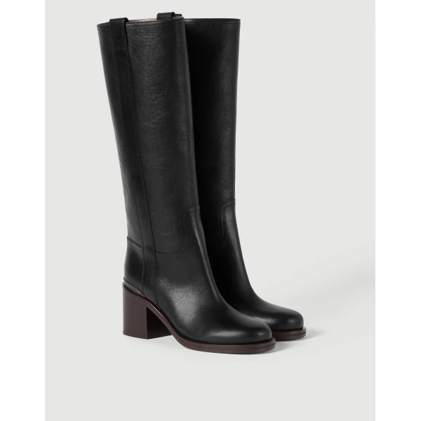 Cowhide boots with monili in Black - Image 2