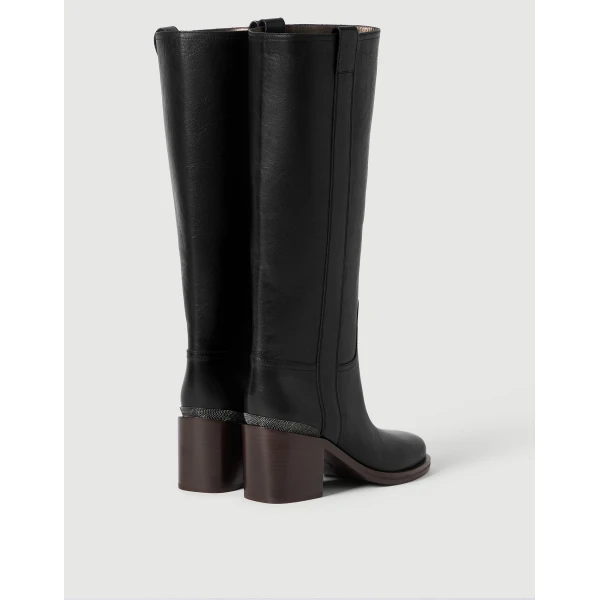 Cowhide boots with monili in Black - Image 3