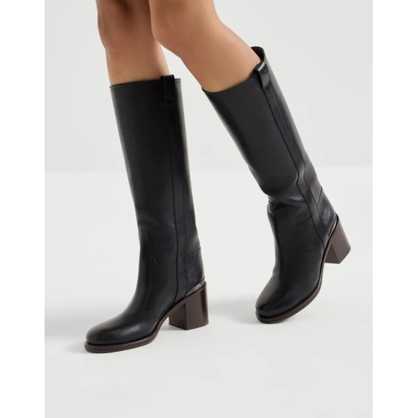 Cowhide boots with monili in Black - Image 5