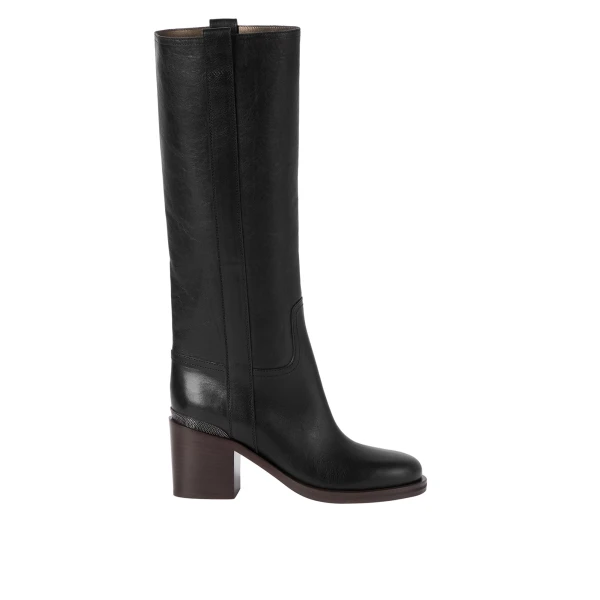 Cowhide boots with monili in Black
