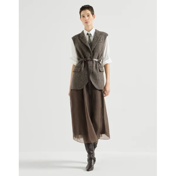 Brunello Cucinelli Crispy silk circle skirt in Brown