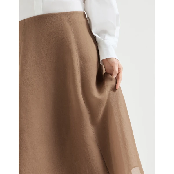 Brunello Cucinelli Crispy silk circle skirt in Dattero