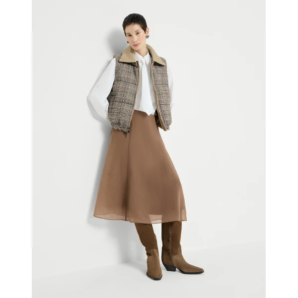 Brunello Cucinelli Crispy silk circle skirt in Dattero