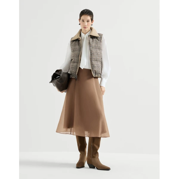Brunello Cucinelli Crispy silk circle skirt in Dattero