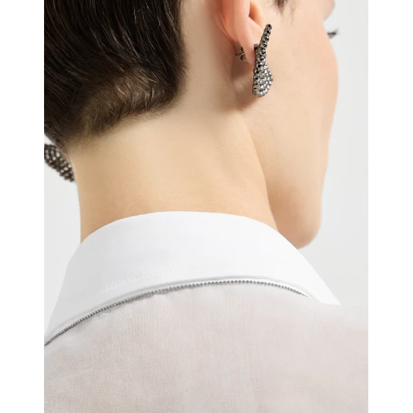 Brunello Cucinelli Crispy silk shirt with monili in White
