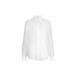 Brunello Cucinelli Crispy silk shirt with monili in White
