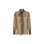 Brunello Cucinelli Dapple organza shirt with Neck Tie in Brown