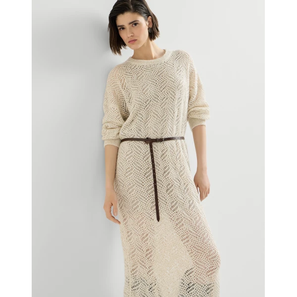 Dazzling Abstract Leaf Dress in Cream - Image 5