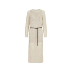 Brunello Cucinelli Dazzling Abstract Leaf Dress in Cream