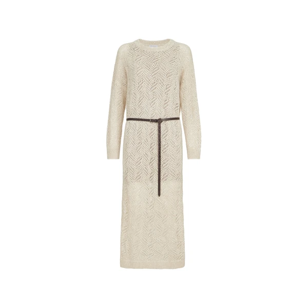 Dazzling Abstract Leaf Dress in Cream