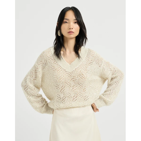 Dazzling Abstract Leaf sweater in Cream - Image 2