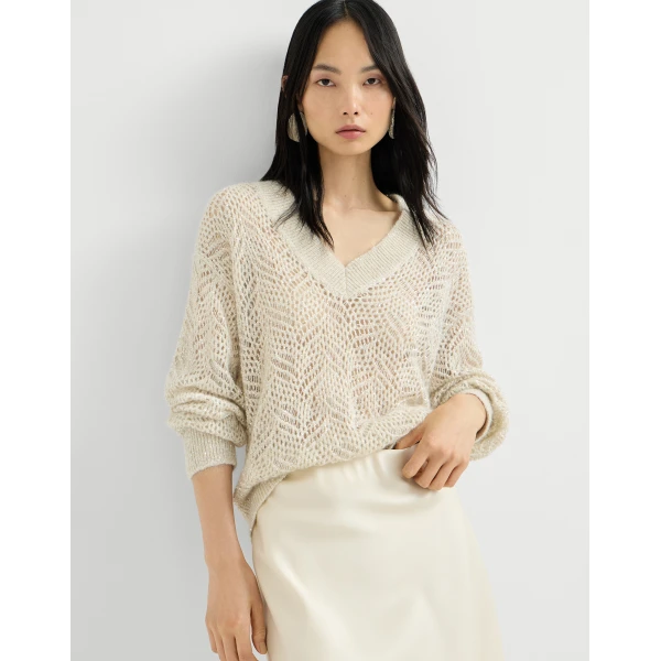 Dazzling Abstract Leaf sweater in Cream - Image 5