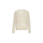 Brunello Cucinelli Dazzling Abstract Leaf sweater in Cream