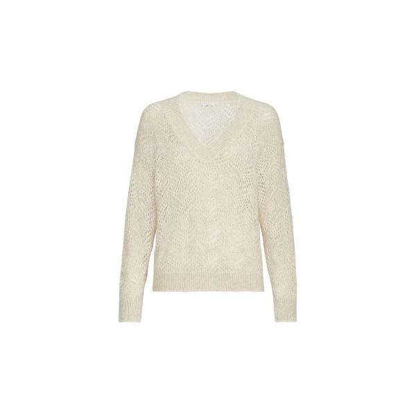 Dazzling Abstract Leaf sweater in Cream