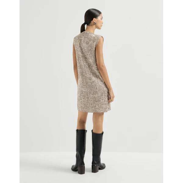 Dazzling Craquelé Embroidery Mini dress in Silver - Image 3