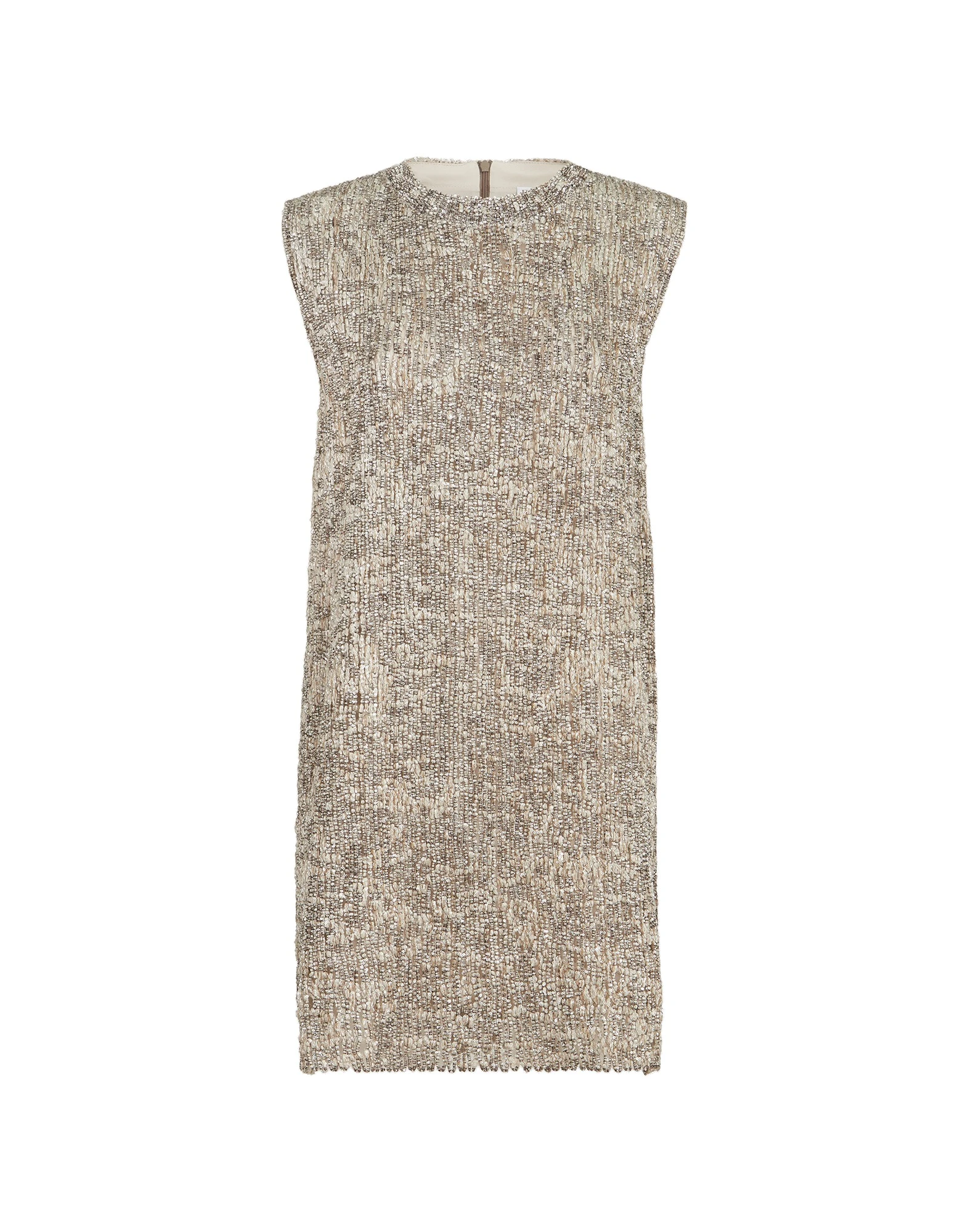 Brunello Cucinelli Dazzling Craquelé Embroidery Mini dress in Silver | Buy Dresses at Coveti Brunello Cucinelli Dazzling Craquelé Embroidery Mini dress in Silver