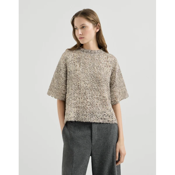 Dazzling Craquelé Embroidery T-shirt in Silver - Image 2