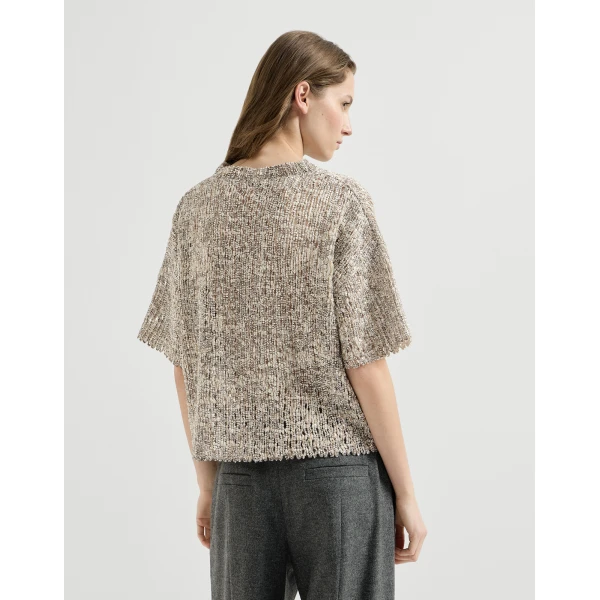 Dazzling Craquelé Embroidery T-shirt in Silver - Image 3