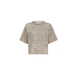 Brunello Cucinelli Dazzling Craquelé Embroidery T-shirt in Silver