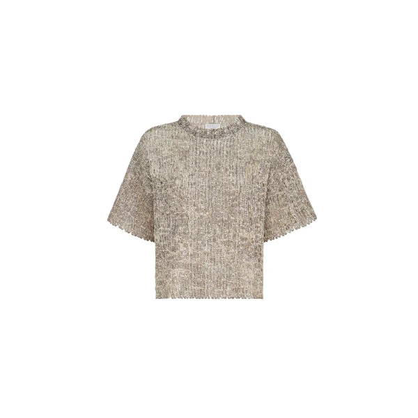 Dazzling Craquelé Embroidery T-shirt in Silver
