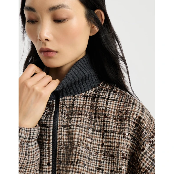 Brunello Cucinelli Dazzling Dégradé Embroidery Bomber jacket in Brown