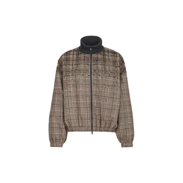 Brunello Cucinelli Dazzling Dégradé Embroidery Bomber jacket in Brown