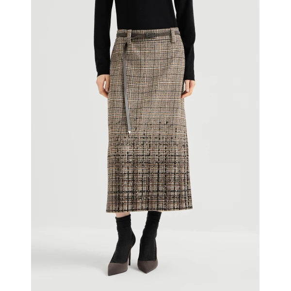 Brunello Cucinelli Dazzling Dégradé Embroidery Pencil skirt in Brown