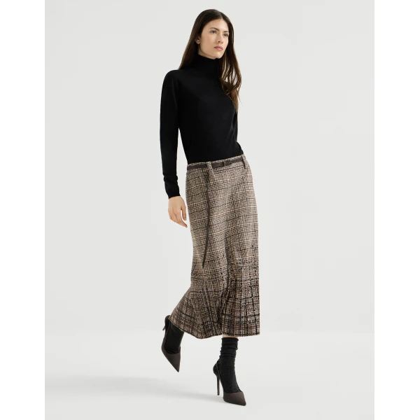Brunello Cucinelli Dazzling Dégradé Embroidery Pencil skirt in Brown