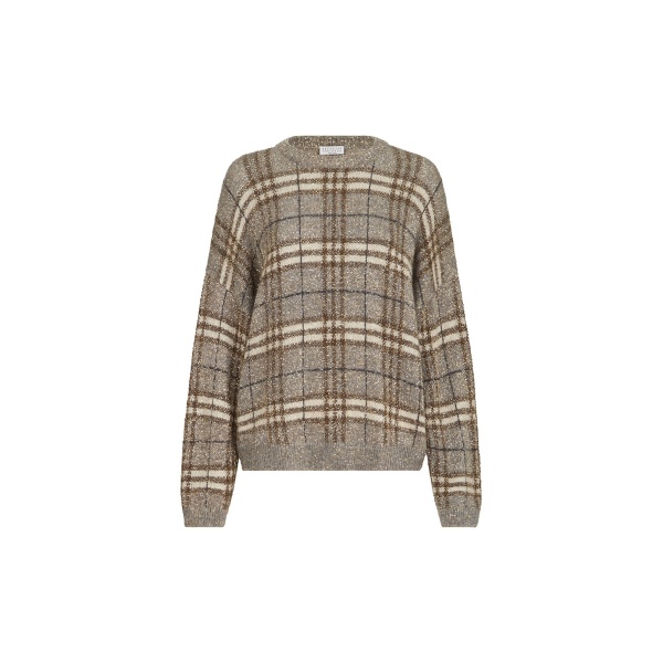 Brunello Cucinelli Dazzling Prince of Wales sweater in Light Brown