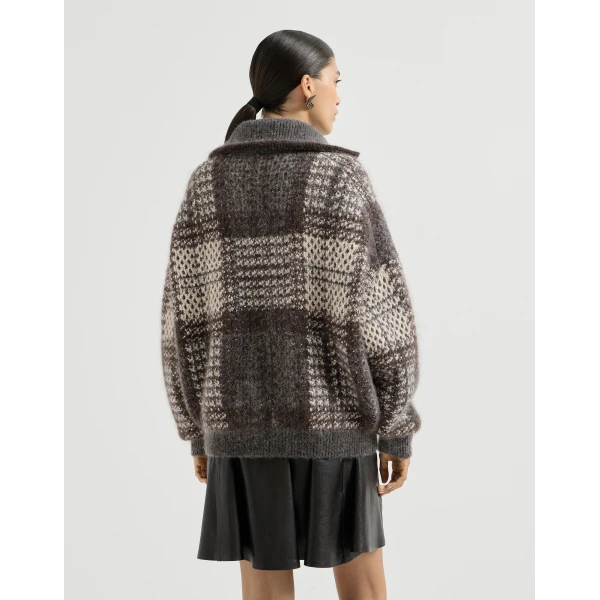 Dazzling Tartan double knit cardigan in Anthracite - Image 3