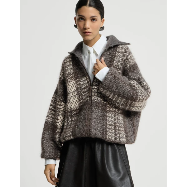 Dazzling Tartan double knit cardigan in Anthracite - Image 5