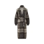 Brunello Cucinelli Dazzling Tartan double knit coat in Anthracite