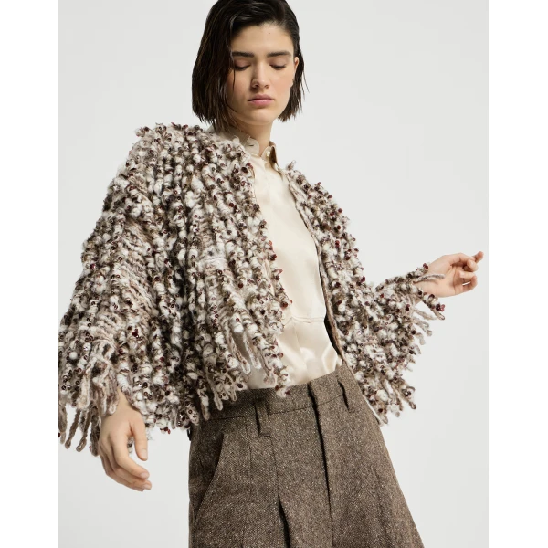 Dazzling Twist Embroidery cardigan in Brown - Image 5