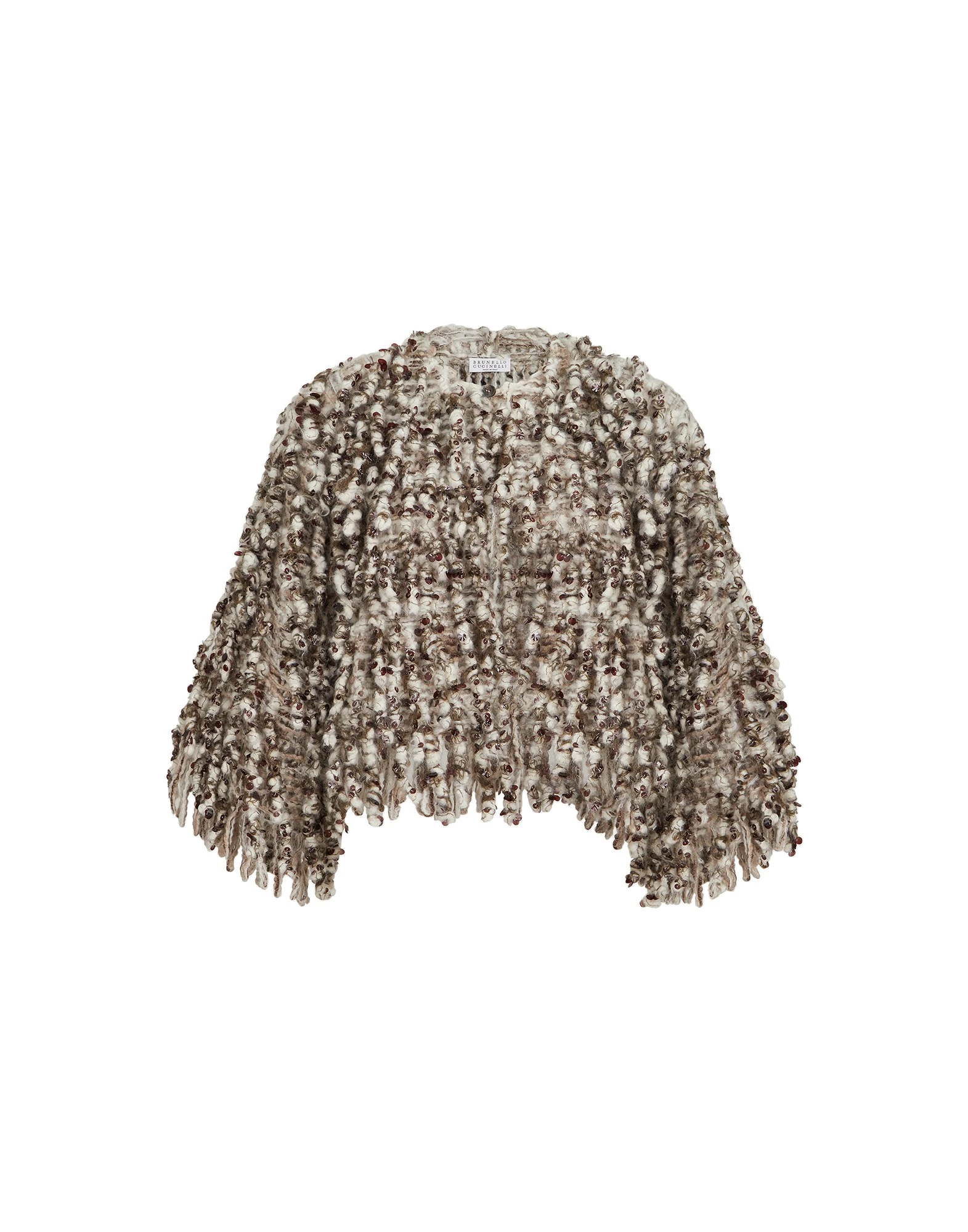Brunello Cucinelli Dazzling Twist Embroidery cardigan in Brown | Buy Knitwear at Coveti Brunello Cucinelli Dazzling Twist Embroidery cardigan in Brown
